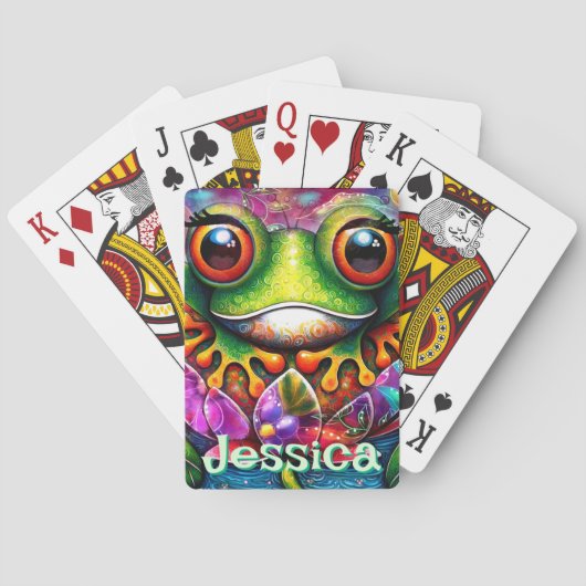 Frosch Abstrakte Blütenfrösche Personalisiert Spielkarten (Rückseite)