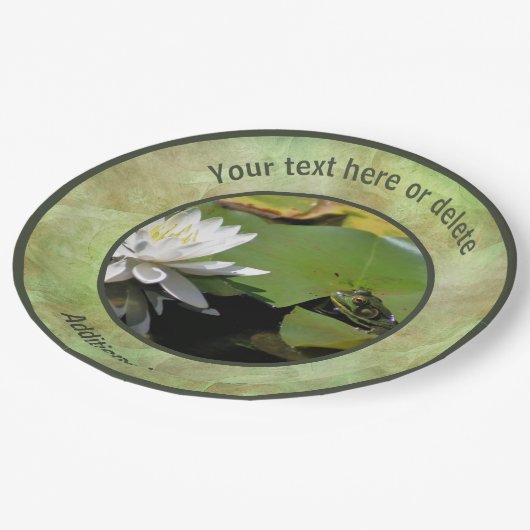 Frosch Admiring Lotus Blume Personalisiertes Party Pappteller (Schrägansicht)
