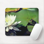 Frosch Admiring Lotus Water Lily Blume Mousepad (Mit Mouse)