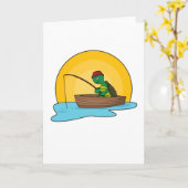 Frosch als Angler im Boot Karte (Gelbe Blume)