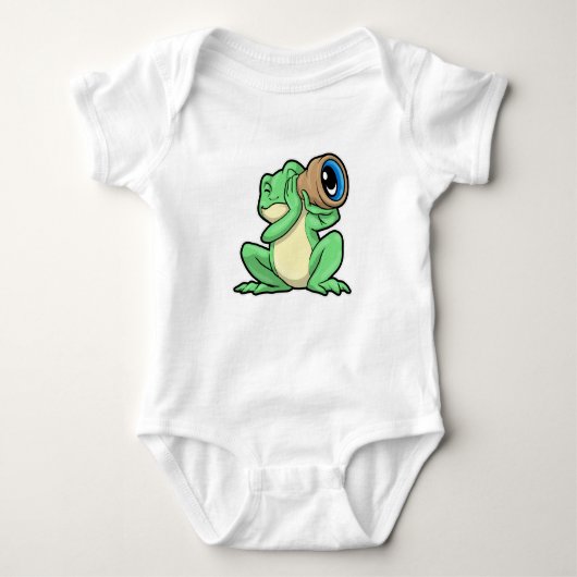 Frosch als Astronomie mit Teleskop Baby Strampler (Vorderseite)