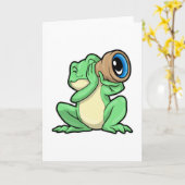 Frosch als Astronomie mit Teleskop Karte (Gelbe Blume)