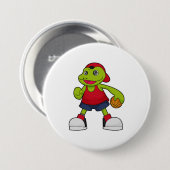 Frosch als Basketballspieler mit Basketball Button (Vorne & Hinten)