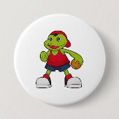 Frosch als Basketballspieler mit Basketball Button (Vorderseite)