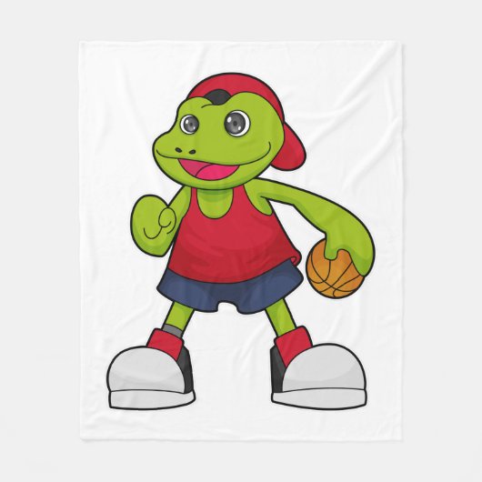 Frosch als Basketballspieler mit Basketball Fleecedecke (Vorderseite)