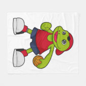 Frosch als Basketballspieler mit Basketball Fleecedecke (Vorderseite (Horizontal))