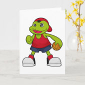 Frosch als Basketballspieler mit Basketball Karte (Gelbe Blume)
