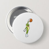 Frosch als Basketballspieler mit Basketball.PNG Button (Vorne & Hinten)