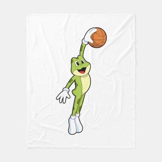 Frosch als Basketballspieler mit Basketball.PNG Fleecedecke (Vorderseite)