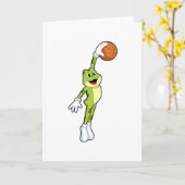 Frosch als Basketballspieler mit Basketball.PNG Karte (Gelbe Blume)