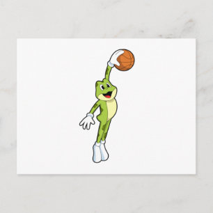 Frosch als Basketballspieler mit Basketball.PNG Postkarte