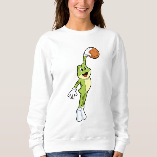 Frosch als Basketballspieler mit Basketball.PNG Sweatshirt (Vorderseite)