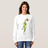 Frosch als Basketballspieler mit Basketball.PNG Sweatshirt (Vorne ganz)