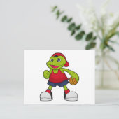 Frosch als Basketballspieler mit Basketball Postkarte (Stehend Vorderseite)