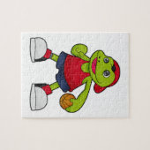 Frosch als Basketballspieler mit Basketball Puzzle (Horizontal)