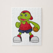 Frosch als Basketballspieler mit Basketball Puzzle (Vertikal)
