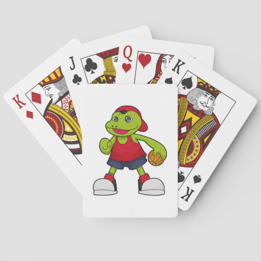 Frosch als Basketballspieler mit Basketball Spielkarten (Rückseite)