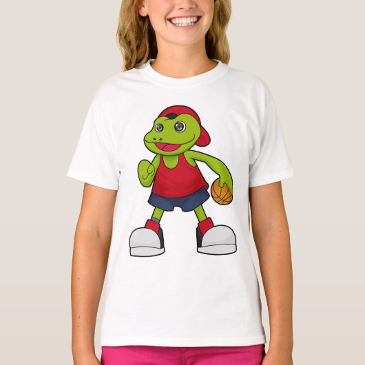 Frosch als Basketballspieler mit Basketball T-Shirt (Vorderseite)