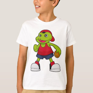 Frosch als Basketballspieler mit Basketball T-Shirt
