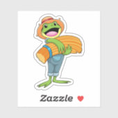 Frosch als Bauer mit Stroh Aufkleber (Blatt)