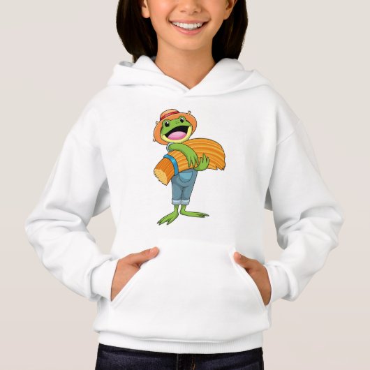 Frosch als Bauer mit Stroh Hoodie (Vorderseite)