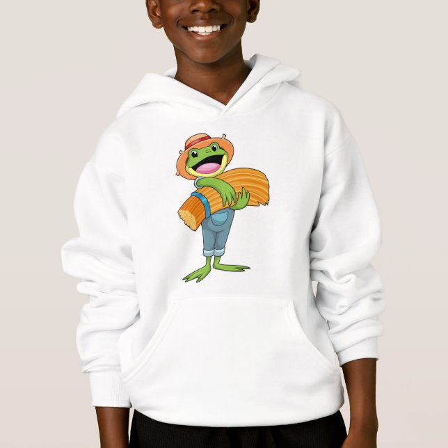 Frosch als Bauer mit Stroh Hoodie (Vorderseite)