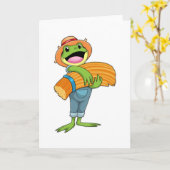 Frosch als Bauer mit Stroh Karte (Gelbe Blume)