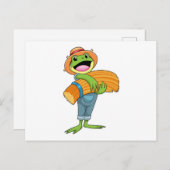 Frosch als Bauer mit Stroh Postkarte (Vorne/Hinten)