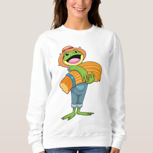 Frosch als Bauer mit Stroh Sweatshirt (Vorderseite)
