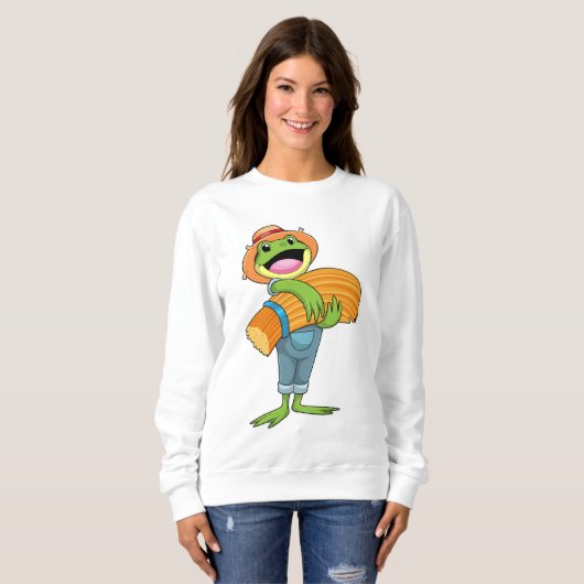 Frosch als Bauer mit Stroh Sweatshirt (Vorne ganz)