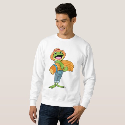 Frosch als Bauer mit Stroh Sweatshirt (Vorne ganz)