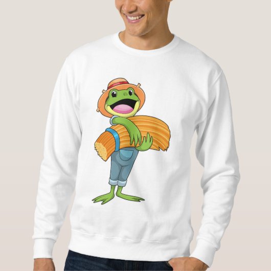 Frosch als Bauer mit Stroh Sweatshirt (Vorderseite)