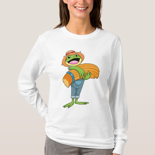 Frosch als Bauer mit Stroh T-Shirt (Vorderseite)