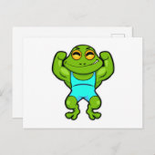 Frosch als Bodybuilder an der Bodybuilding Postkarte (Vorne/Hinten)