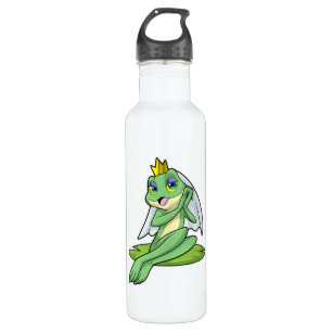 Frosch als Braut bei Hochzeit mit Krone Edelstahlflasche