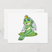Frosch als Braut bei Hochzeit mit Krone Postkarte (Vorne/Hinten)