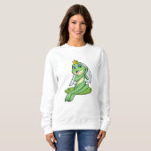 Frosch als Braut bei Hochzeit mit Krone Sweatshirt (Vorne ganz)