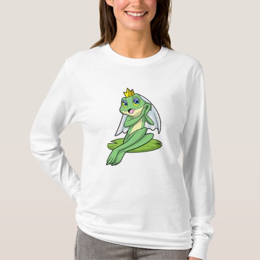 Frosch als Braut bei Hochzeit mit Krone T-Shirt (Vorderseite)