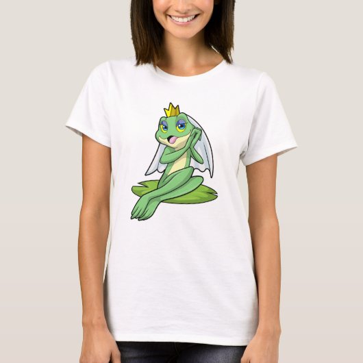 Frosch als Braut bei Hochzeit mit Krone T-Shirt (Vorderseite)
