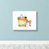 Frosch als Doktor mit Doctor's Coat Leinwanddruck (Insitu (Holzboden))