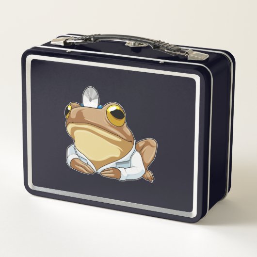 Frosch als Doktor mit Doctor's Coat Metall Brotdose (Rückseite)