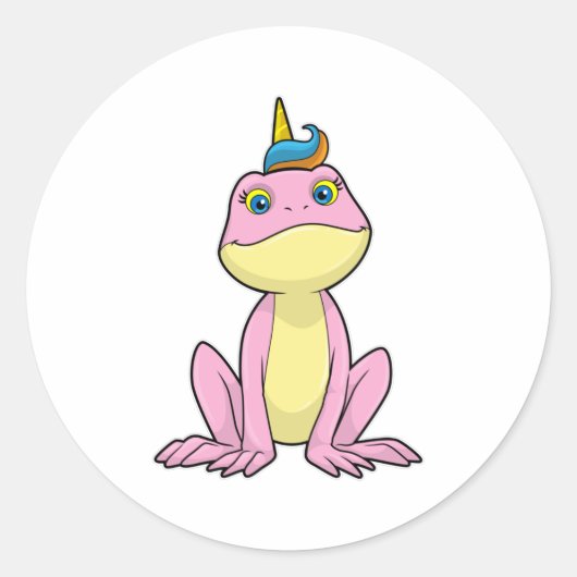Frosch als Einhorn Runder Aufkleber (Vorderseite)