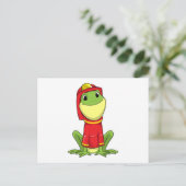 Frosch als Feuerwehrmann mit Helm Postkarte (Stehend Vorderseite)