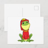 Frosch als Feuerwehrmann mit Helm Postkarte (Vorne/Hinten)