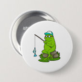 Frosch als Fisher mit Angelrute & Fisch Button (Vorne & Hinten)