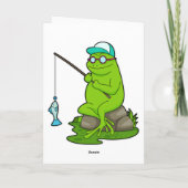 Frosch als Fisher mit Angelrute & Fisch Karte (Rückseite)