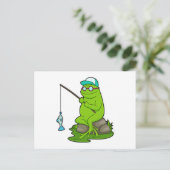 Frosch als Fisher mit Angelrute & Fisch Postkarte (Stehend Vorderseite)