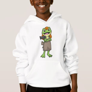 Frosch als Friseur mit Haartrockner Hoodie