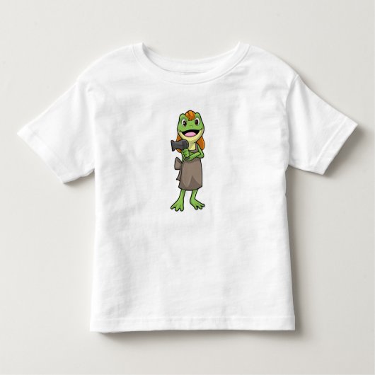 Frosch als Friseur mit Haartrockner Kleinkind T-shirt (Vorderseite)