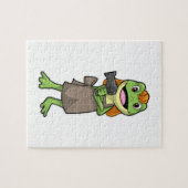 Frosch als Friseur mit Haartrockner Puzzle (Horizontal)